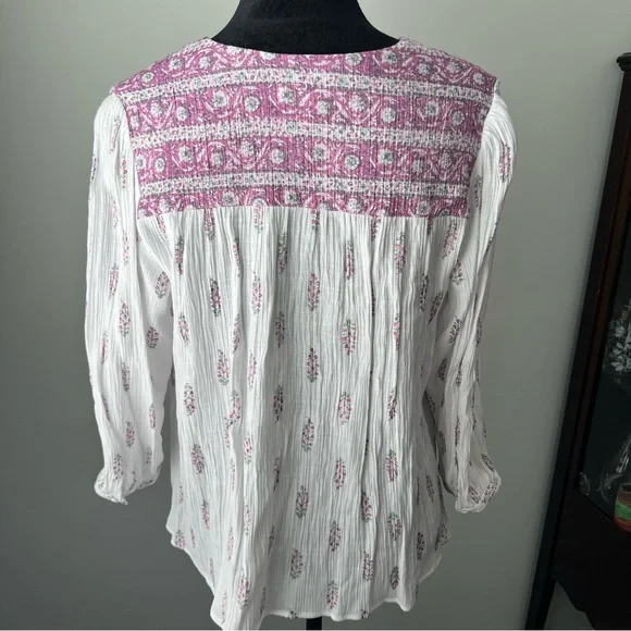 Wonderly White and Pink Patterned Blouse - XL - Picture 6 of 8